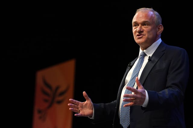 Sir Ed Davey speaking at a Lib Dems conference