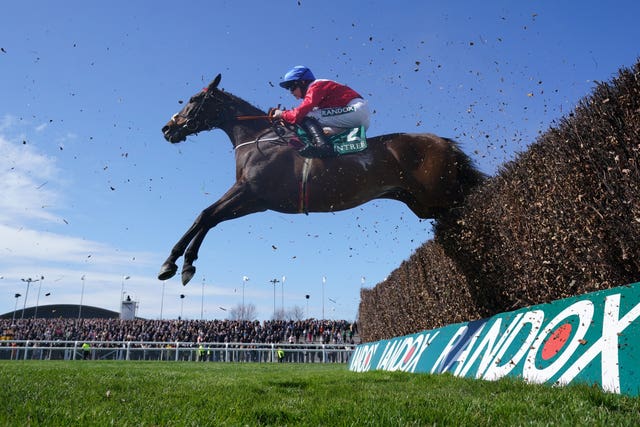 A Plus Tard in action at Aintree last April