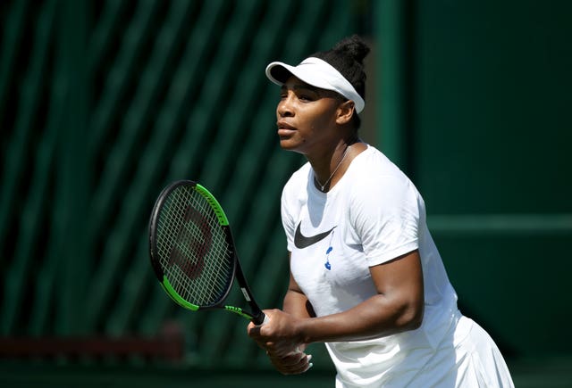 Serena Williams practising ahead of Wimbledon