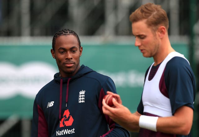 Jofra Archer, left, and Stuart Broad