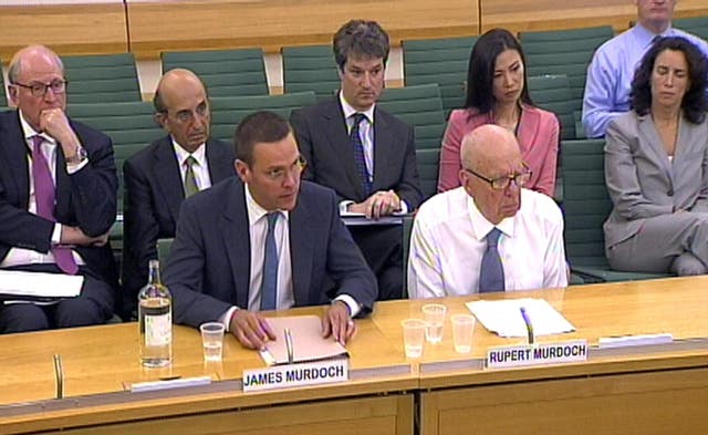 James and Rupert Murdoch before Commons comittee