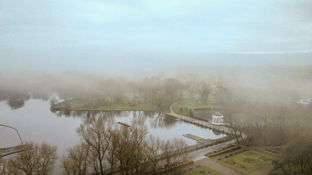 A blanket of fog over Stanley Park in Blackpool, Lancashire