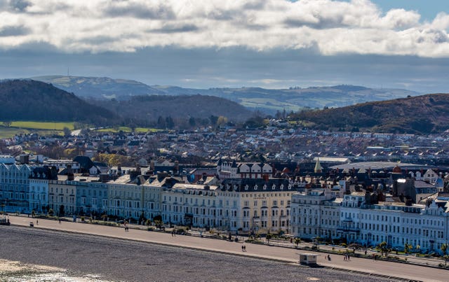 The seafront at Llandudno, north Wales, almost empty of people during lockdown (Peter Byrne/PA)