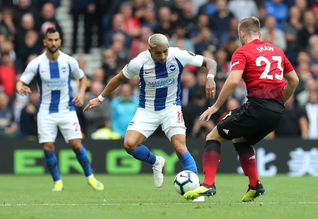 Luke Shaw playing for Manchester United