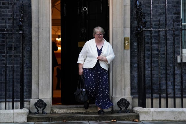 Newly installed Health Secretary and Deputy Prime Minister Therese Coffey leaving Downing Street 