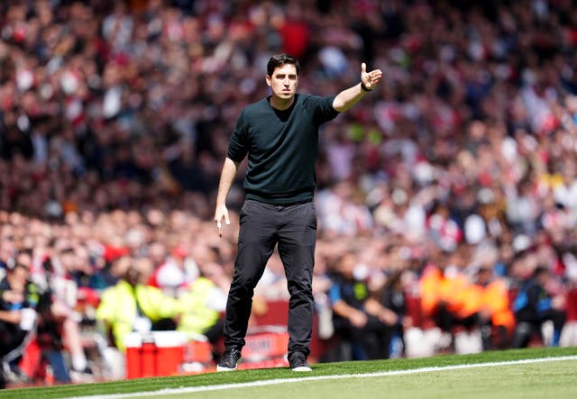 Bournemouth manager Andoni Iraola during the Premier League match at the Emirates Stadium