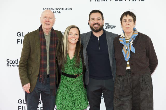 Paul Laverty, Annemarie Fulton, Martin Compston and Rebecca O’Brien arriving for the 20th anniversary screening for the film Sweet Sixteen 