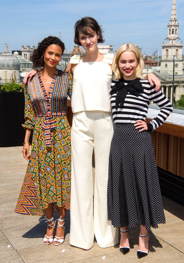 Thandie Newton (left), Phoebe Waller-Bridge and Emilia Clarke provide a strong female presence in the spin-off (Matt Crossick/PA)