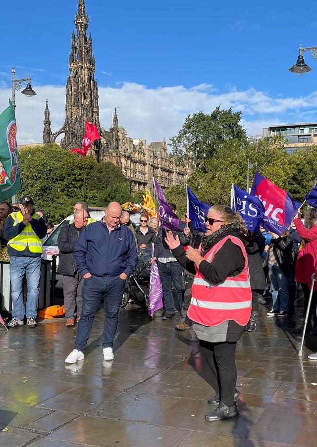 Jane Loftus from CWU takes part in the protest 