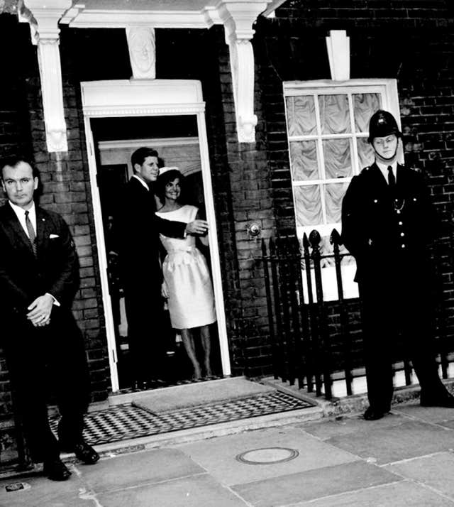 John Kennedy and his wife Jacqueline at Downing Street