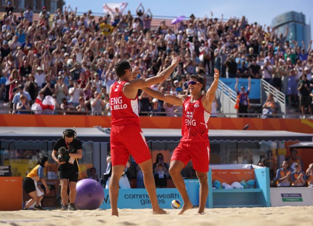Javier and Joaquin Bello created history for England in beach volleyball (Zac Goodwin/PA)