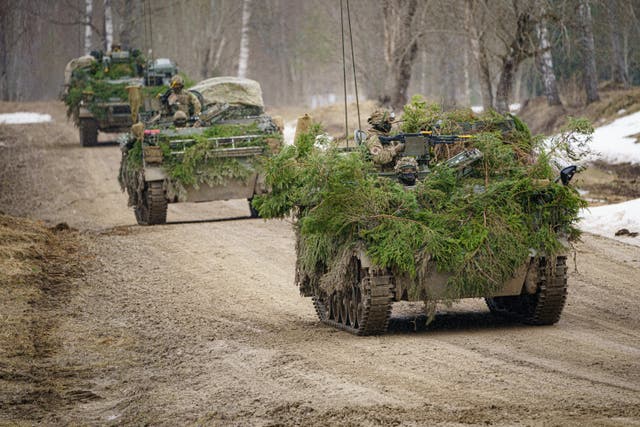 British soldiers on manoeuvres in the Tapa central military training area in Estonia