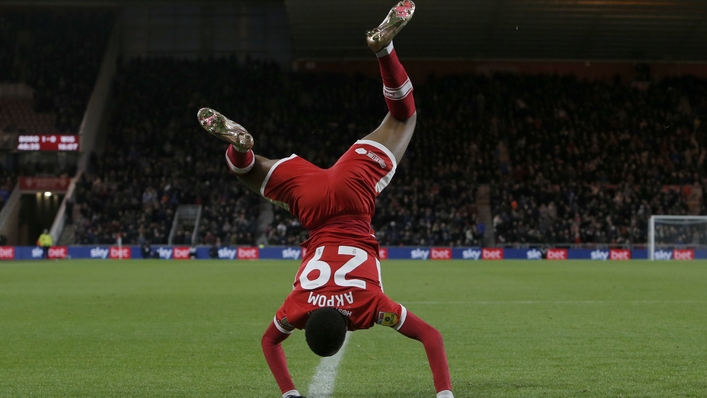 Middlesbrough’s Chuba Akpom scored three against Wigan (PA)