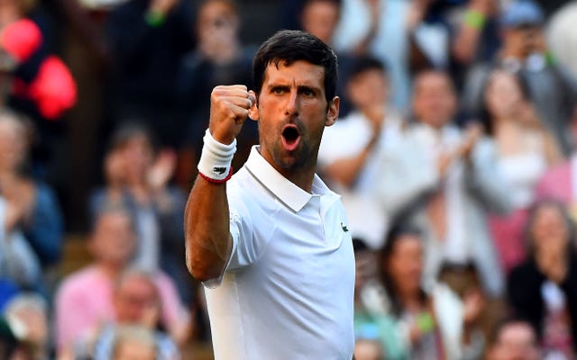 Novak Djokovic celebrates his win against Denis Kudla