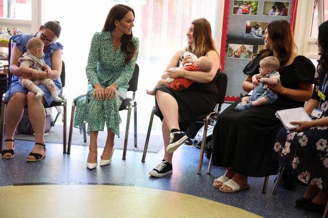 The Princess of Wales, second left, during a visit to Riversley Park Children’s Centre in Nuneaton, Warwickshire