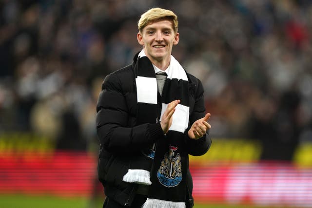 Anthony Gordon is presented to the Newcastle fans at their Carabao Cup semi-final against Southampton