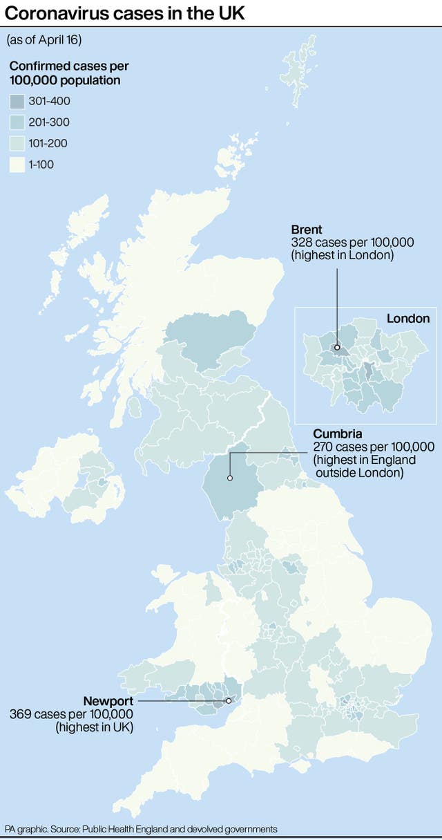 Coronavirus cases in the UK