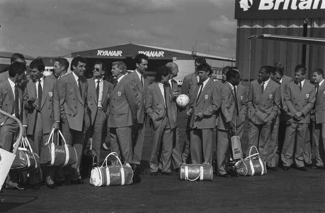 Members of the England squad leave for the 1990 World Cup