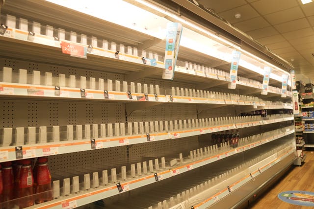 Empty shelves in a branch of the Co-op following a cyber attack