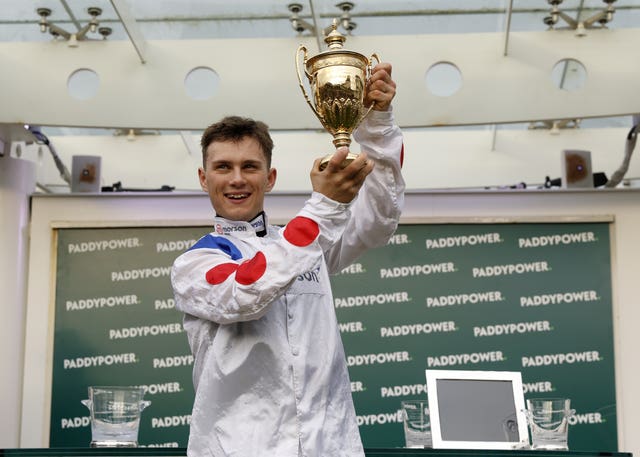 Freddie Gingell with the Paddy Power Gold Cup 