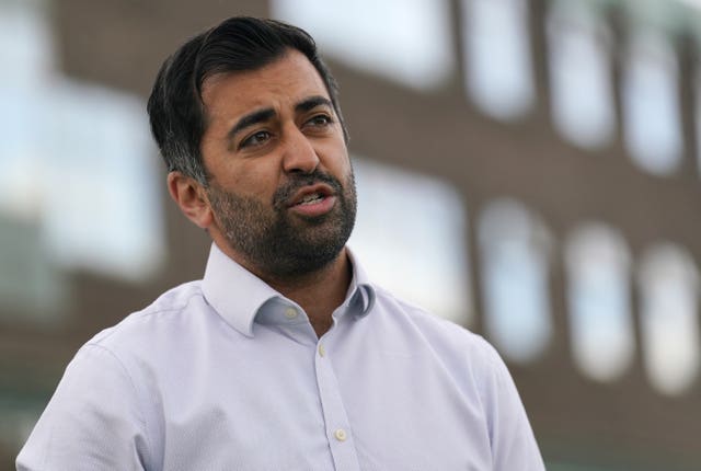 Scottish Health Secretary Humza Yousaf pictured outside