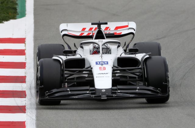Haas ran an all-white livery on Friday after removing its title sponsorship 