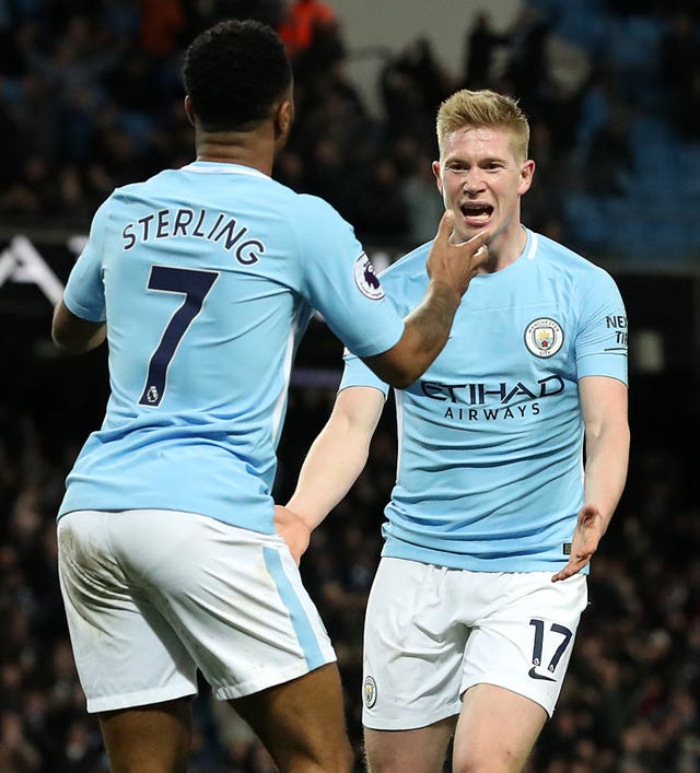 Raheem Sterling (left) and Kevin de Bruyne (right) are more used to being team-mates than rivals 