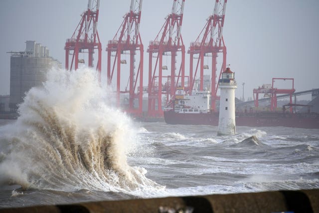 Waves crashing at New Brighton beach, Wirral