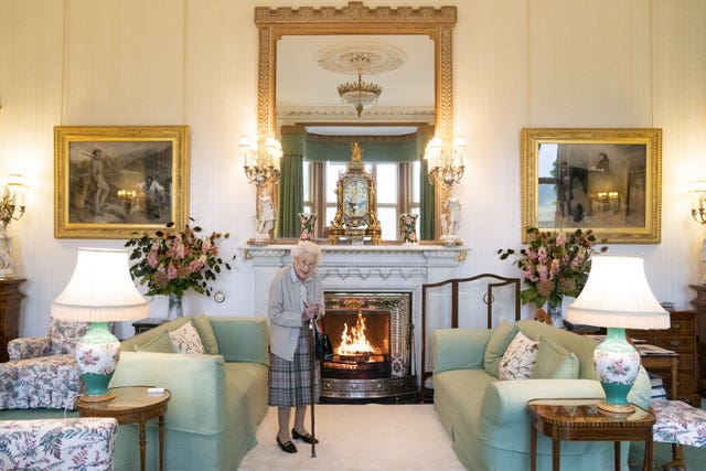 The Queen waits in the Drawing Room before receiving Liz Truss for an audience at Balmoral, Scotland 