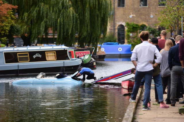 Car in London canal