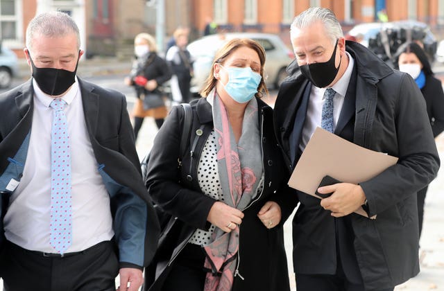 Garda Adrian Donohoe’s widow Caroline leaving Dublin Central Criminal Court