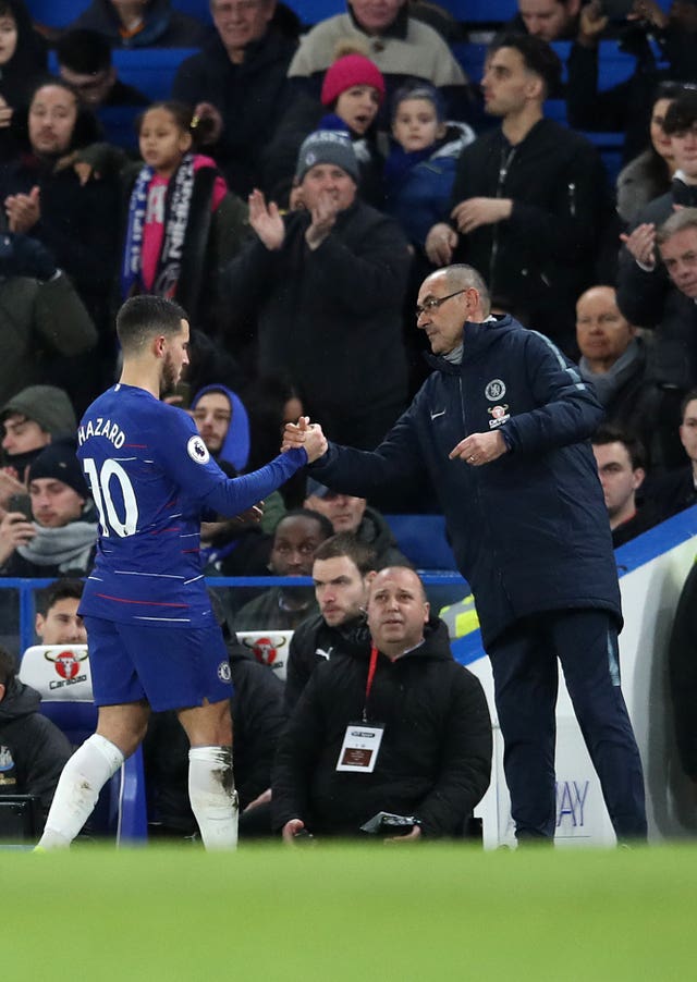 Eden Hazard and Maurizio Sarri