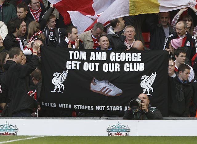 Protests were organised inside Anfield
