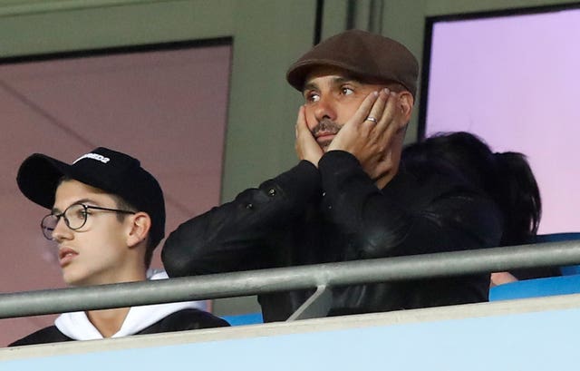 Pep Guardiola could only watch as his Manchester City side were beaten by Lyon 