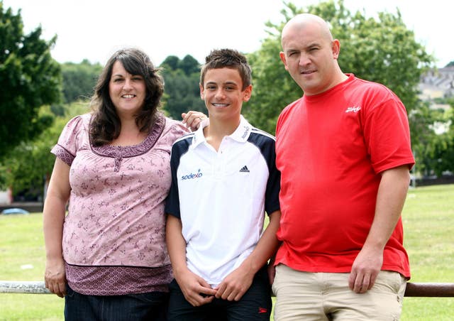 Tom Daley with his parents Debbie and Rob
