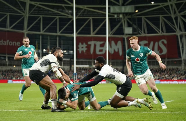 Ireland’s Conor Murray has a try disallowed