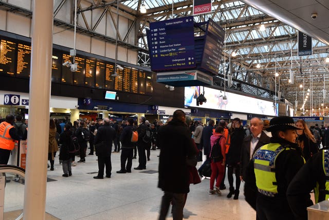 British Transport Police officers at Waterloo (John Stillwell/PA Wire)