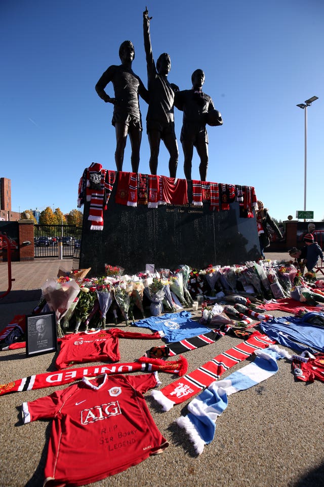 Sir Bobby Charlton tributes at Old Trafford