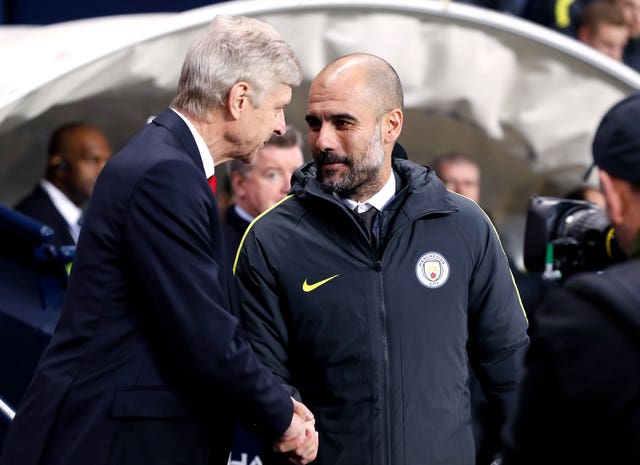 Arsenal manager Arsene Wenger (left) and Manchester City boss Pep Guardiola will meet in Sunday's Carabao Cup final at Wembley (Martin Rickett/PA Images)
