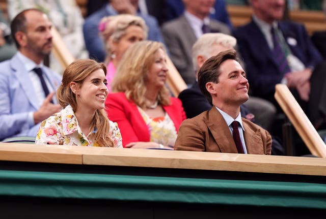 Princess Beatrice and husband Edoardo Mapelli Mozzi in the royal box at Wimbledon last summer (