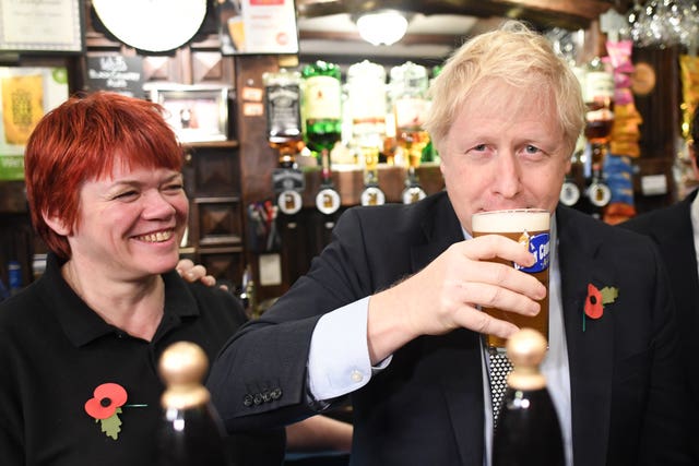Prime Minister Boris Johnson at the Lych Gate Tavern in Wolverhampton