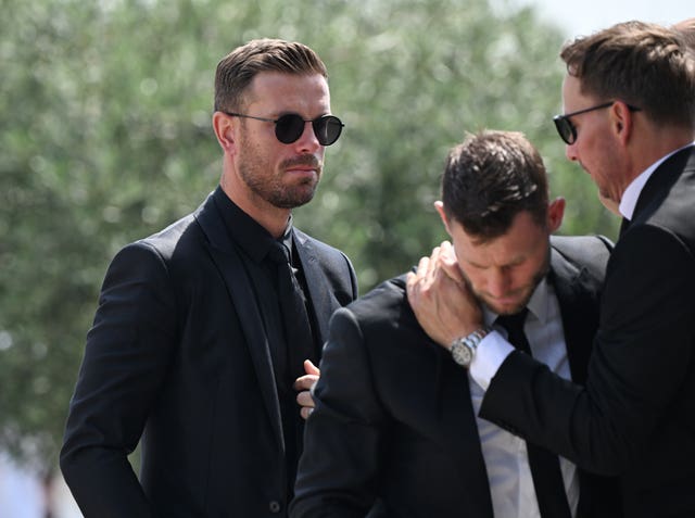 Jordan Henderson (left) after the funeral of Diogo Jota