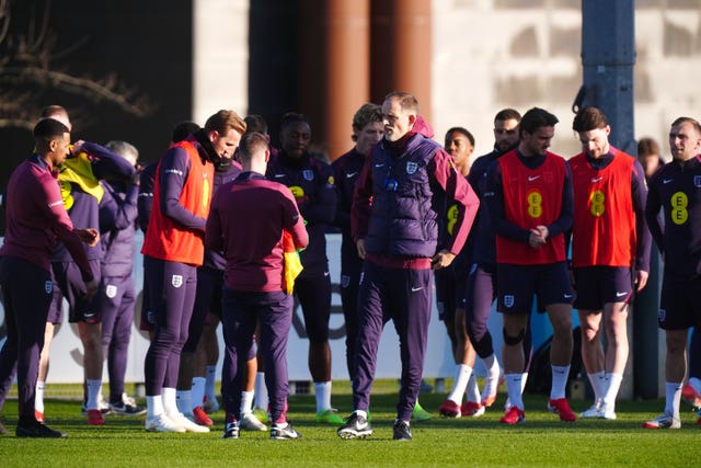 England players during training