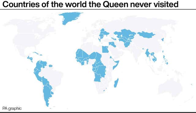 Countries of the world the Queen never visited