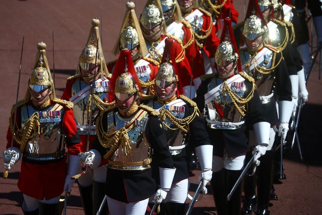 Members of the Household Cavalry on the march