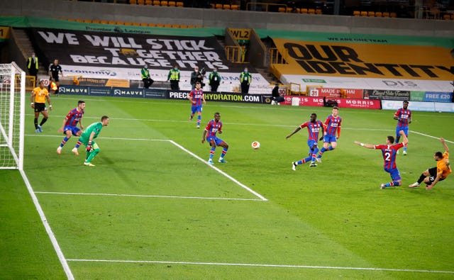 Crystal Palace suffered a seventh straight defeat with a 2-0 loss at Wolves on Monday