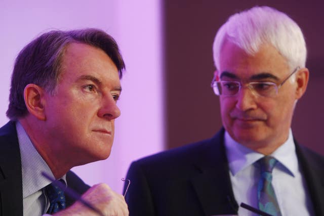 Lord Mandelson, left, with then chancellor Alistair Darling in 2010