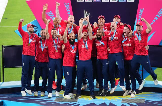 England lift the T20 World Cup trophy