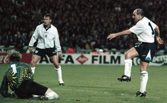 Teddy Sheringham, left, experienced England penalty shootout heartbreak at Euro 96