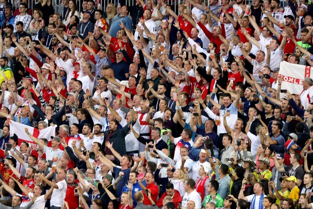 England fans during the last-16 match against Colombia